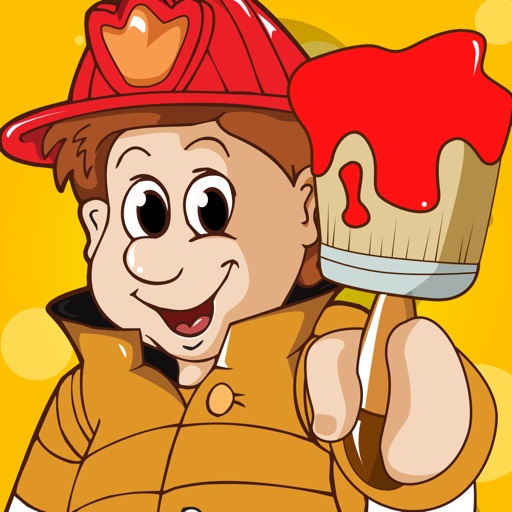 Firefighter Coloring Book for Children: Learn to color firemen, firefighters and fire-equipment icon