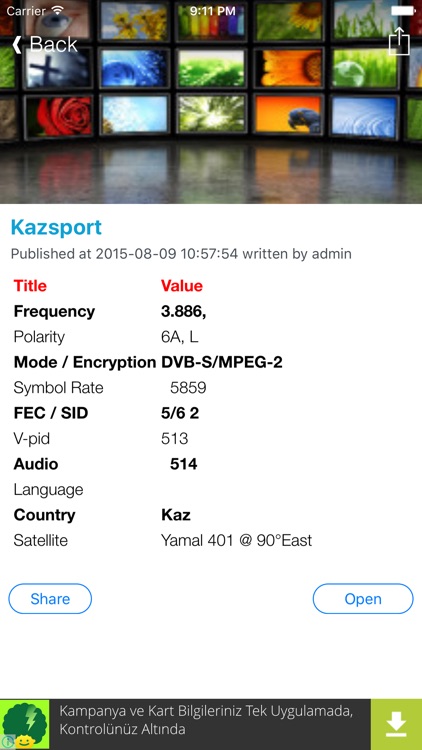 Kazakhstan TV Channels Sat Info