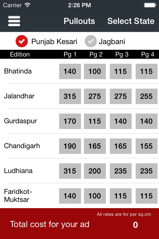 Rate Card Punjab Kesari screenshot 2
