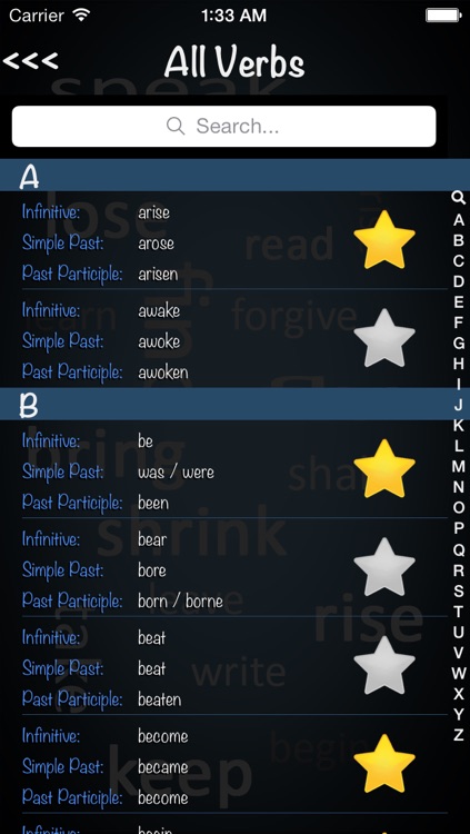 Irregular Verbs Dictionary Lite