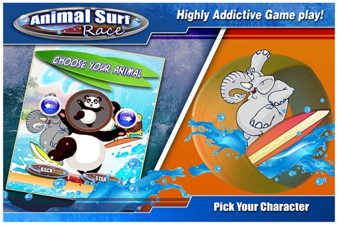 Animal Surf Race -  Panda & Friends Crazy Surfing Sports Fun screenshot 2