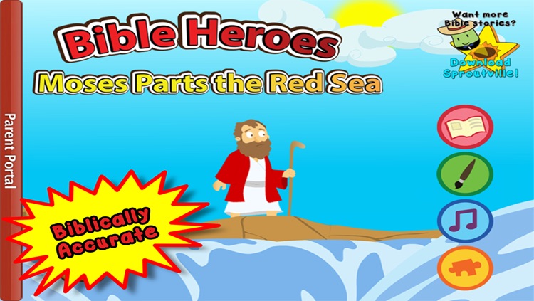 Moses and the Parting of the Red Sea: Bible Heroes - Teach Your Children with Stories, Songs, Puzzles and Coloring Games! screenshot-0