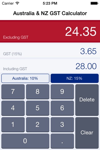 Australia & NZ GST Calculator - easy calculations of Australian and New Zealand Goods and Services Tax screenshot 2