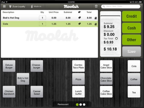 Moolah POS screenshot 2