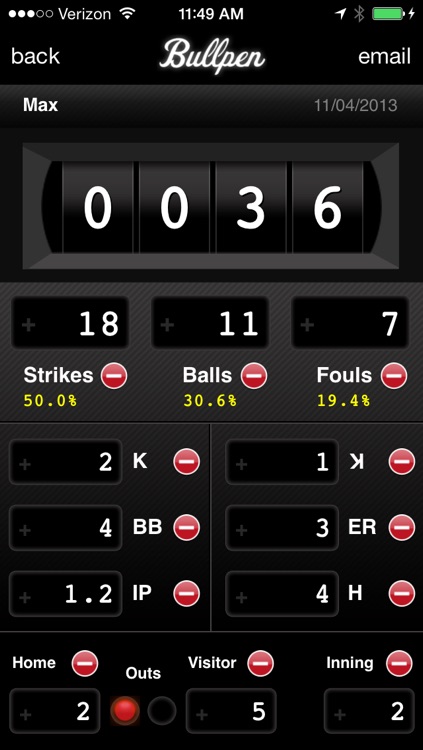 Bullpen - Baseball Pitch Counter App, Softball Pitch Count App, and Scorekeeping App