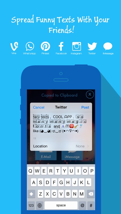 Fancy Texts Keyboard for iOS 8 - Cool Font, Funny Text & Fantastic Emoji Fonts for Instagram Comments screenshot-3