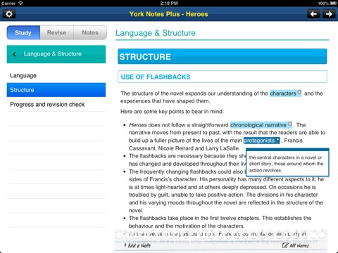 Heroes York Notes GCSE for iPad screenshot 2