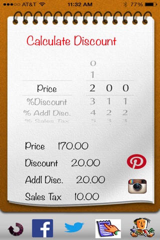 Deal Calculator - Calculate discounts fast and easy, spot and share deals using Facebook, Pinterest, Instagram and Twitter screenshot 2