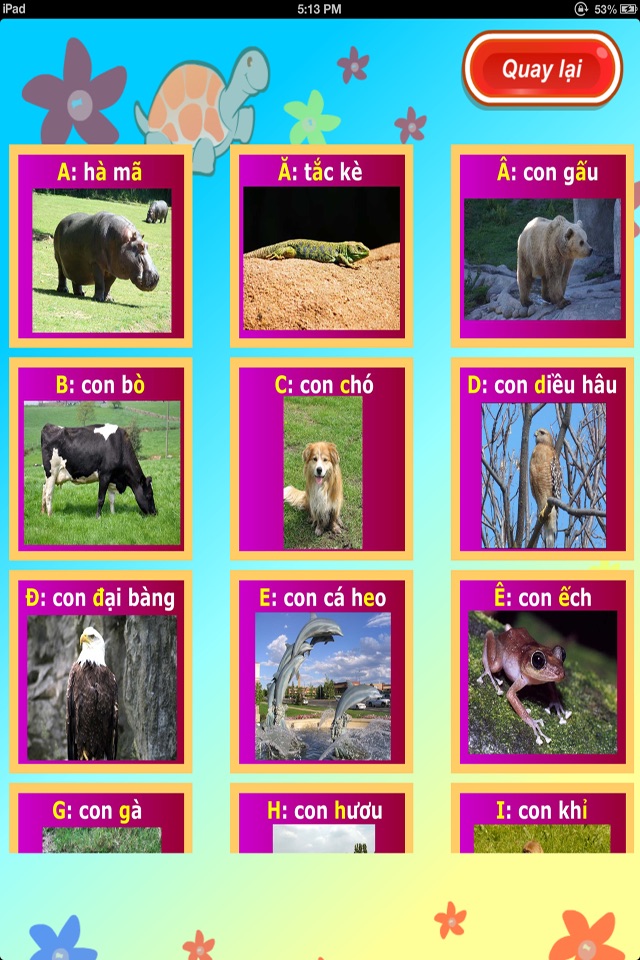 Bé học con vật và chữ cái screenshot 3