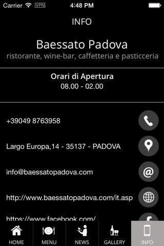 Baessato Padova bar ristorante enoteca catering screenshot 3