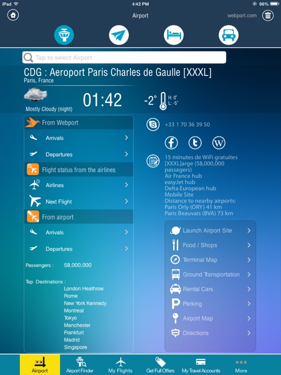 Paris Charles de Gaulle Airport + Flight Tracker HD
