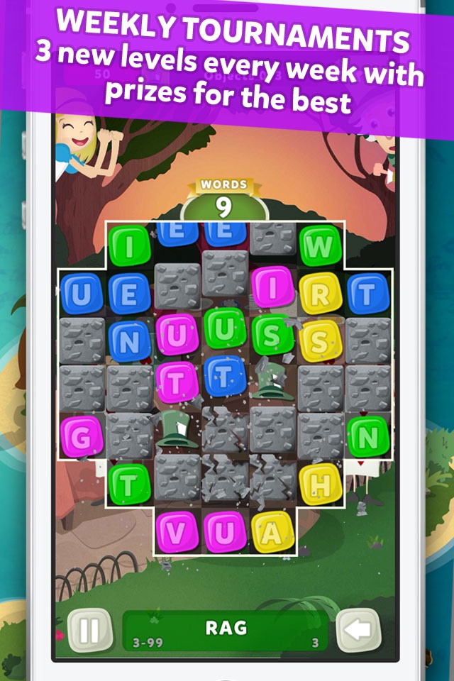 Wuzzle: Words with color match game to play with letters in a new original way incuding awsome wordsearch, anagrams and good educational board mini games to learn spelling and vocabulary. Free! screenshot 3
