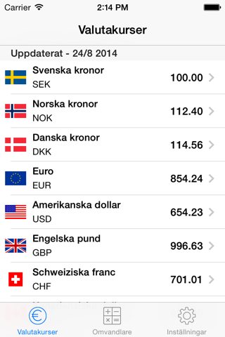 Exchange rates SEK screenshot 2