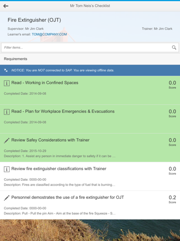 Screenshot of OJT Checklist