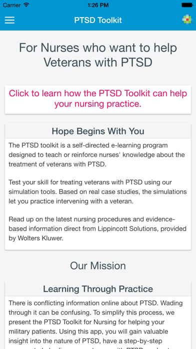 PTSD Toolkit for Nurses Screenshot