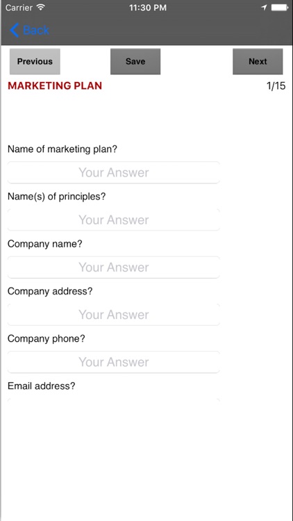 Marketing Plan App