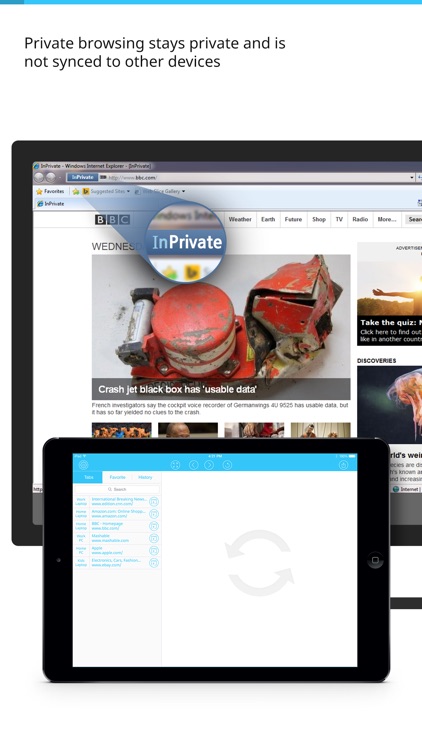 Sync for IE (Microsoft Internet Explorer) tabs, favorites and history