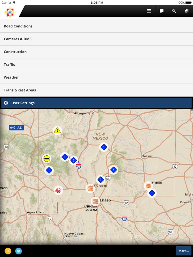 New Mexico 511 Road Conditions Map Nmroads On The App Store