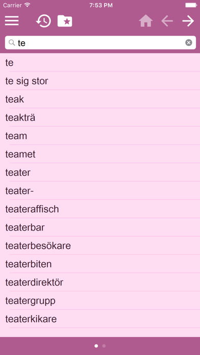 Swedish-English dictionary screenshot 3