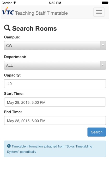 VTC Teaching Staff Timetable