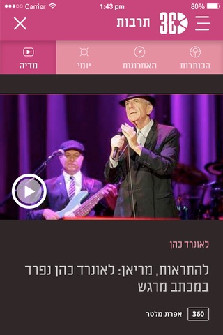 360 - חדשות בארץ ובעולם, ספורט, כלכלה, תרבות screenshot 4