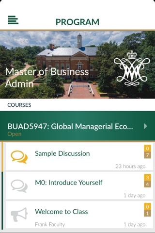 W&M Connect screenshot 2