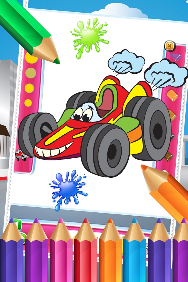 Car in City Coloring Book World Paint and Draw Game for Kids screenshot 3