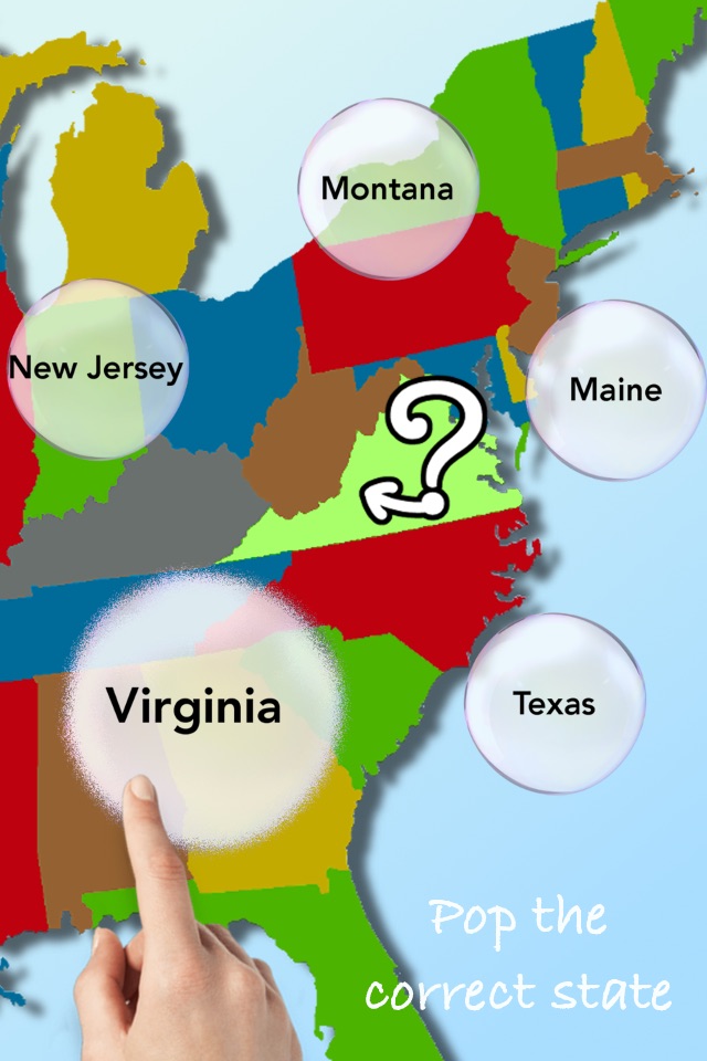 U.S. bubbles: US map quiz screenshot 2