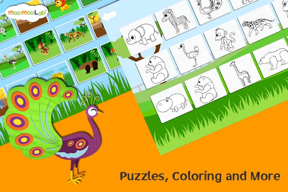 Zoo Animals - Animal Sounds, Puzzles and Activities for Toddlers and Preschool Kids by Moo Moo Lab screenshot 3
