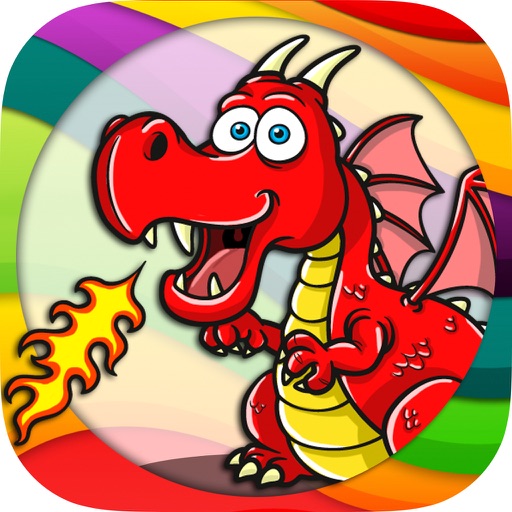 Dragons coloring book & paint fantastic animals Icon