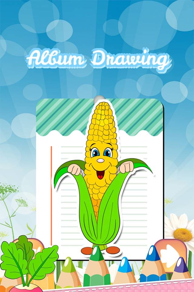 Vegetable Drawing Coloring Book - Cute Caricature Art Ideas pages for kids screenshot 2