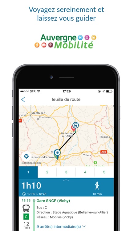 Auvergne Mobilité itinéraire transports