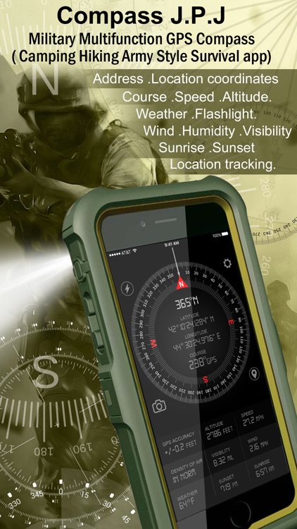 Compass J.P.J Military Multifunction GPS Compass( Camping Hiking Army Style Survival app)