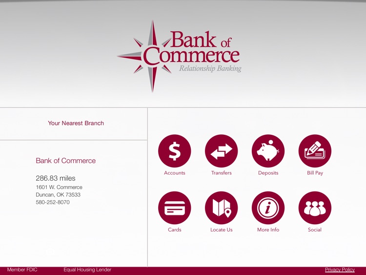 Bank of Commerce Mobile Banking for iPad