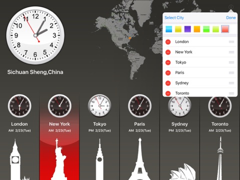 Global Clock for world clock, time zone, time lag screenshot 2