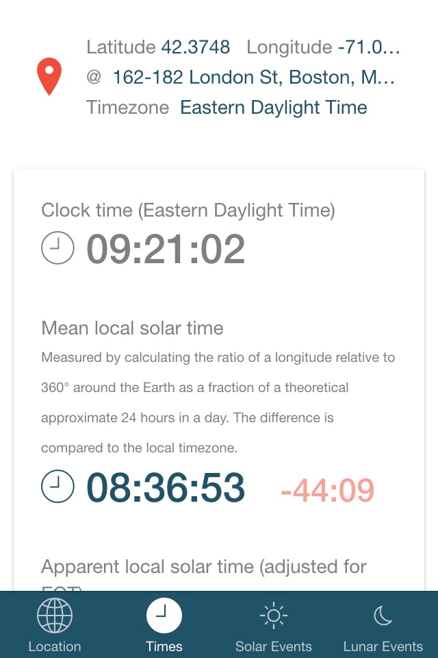 Noonish - discover local solar times. screenshot 2