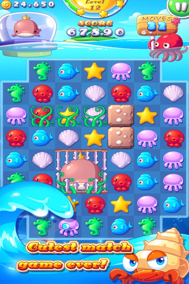 Ocean Joy - 3 match Mermaid splash puzzle game screenshot 2