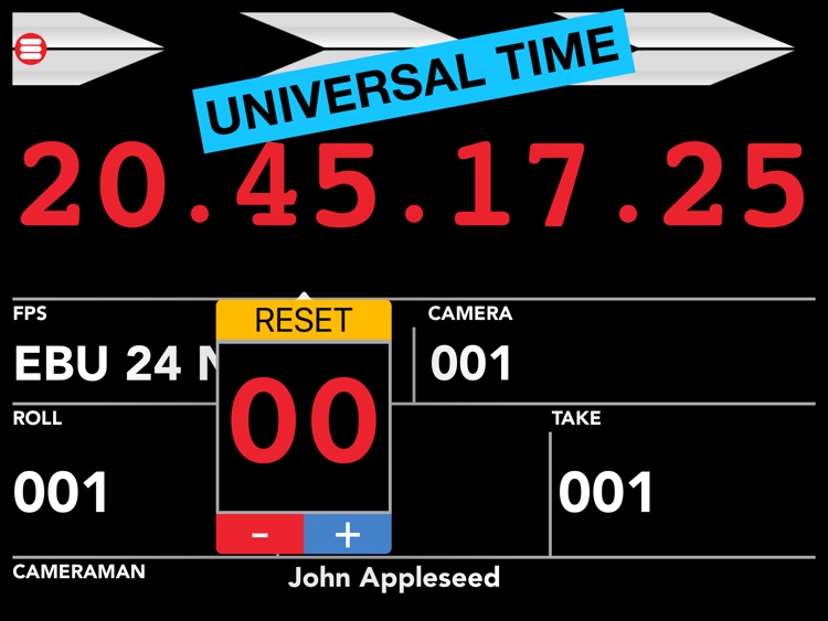 Clapperboard (SMPTE/EBU Universal Time GMT Digital Slate)