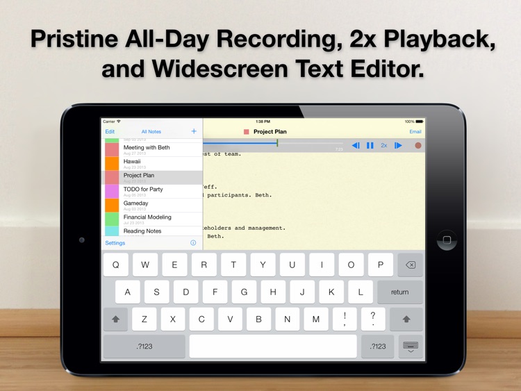 Audio Notebook: Sound Recorder, Notepad, Organizer