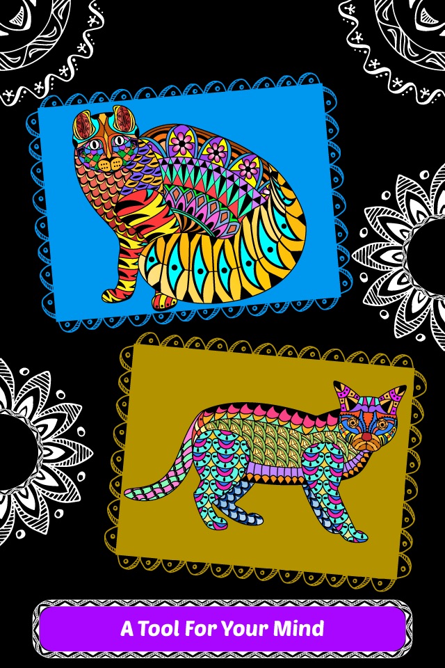 Creative Cats Art Class-Stress Relieving Coloring Books for Adults FREE screenshot 4