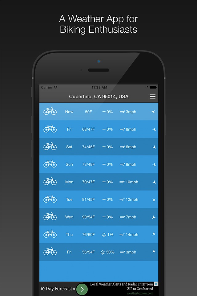 Bicycle Weather screenshot 2