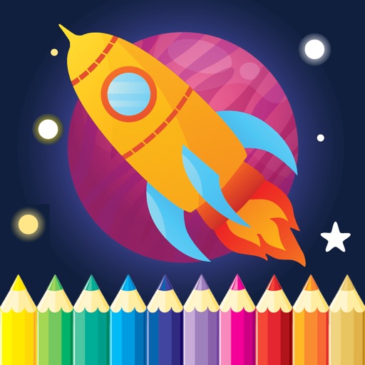 Rockets & Spaceships Coloring - Drawing for kids free games iOS App