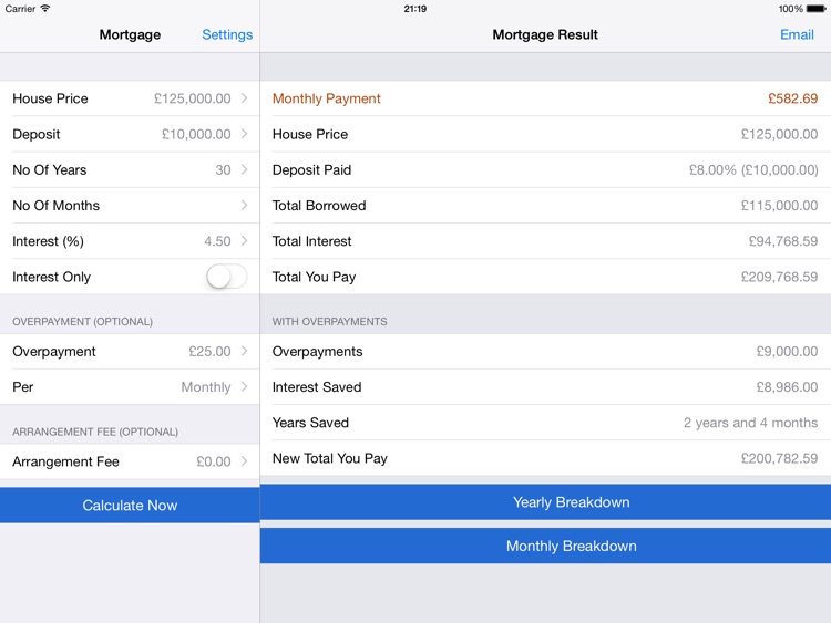 Mortgage Calculator - iPad
