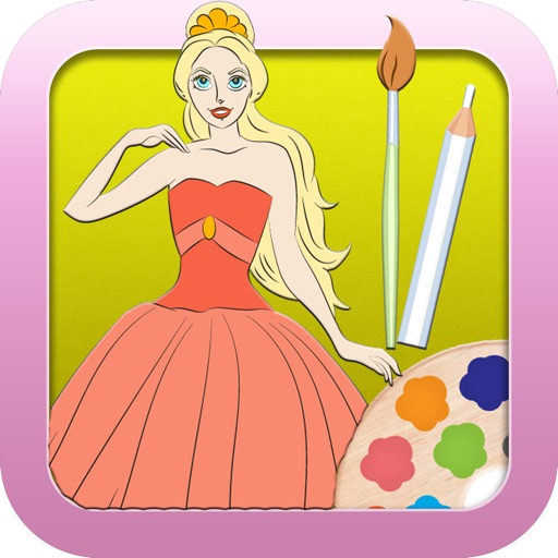 Coloring Princess Paint Book Draw Kids Full Icon