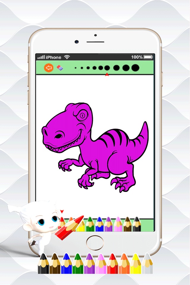 Dino Paint Drawing Color : Cute Caricature Art Idea Pages For Kids screenshot 3