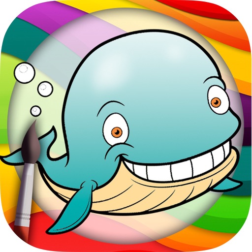 Animal coloring book – drawing pages to paint farm zoo and marine animals icon