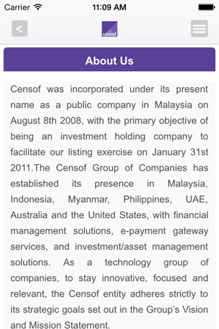 Censof Investor Relations screenshot 4