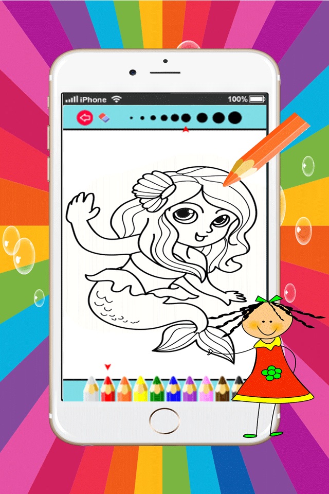 Mermaid Princess magical girl coloring pages:free printable screenshot 3