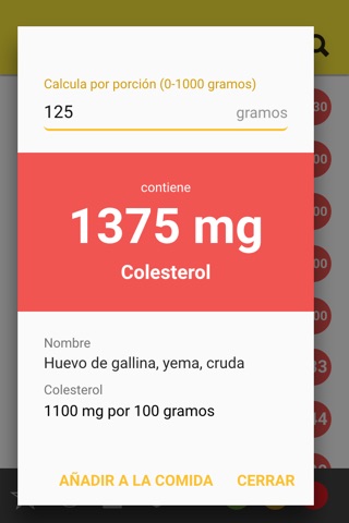 Cholesterol Table: diet aid screenshot 3