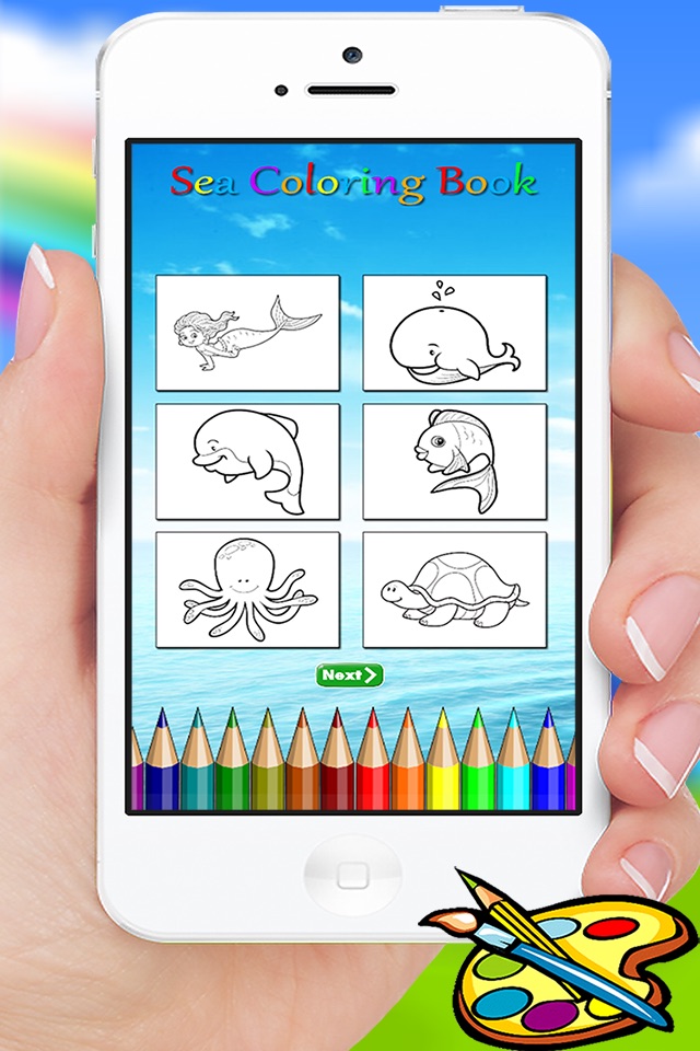 Sea Animals & Mermaid Coloring Book - Drawing Painting Kids screenshot 2